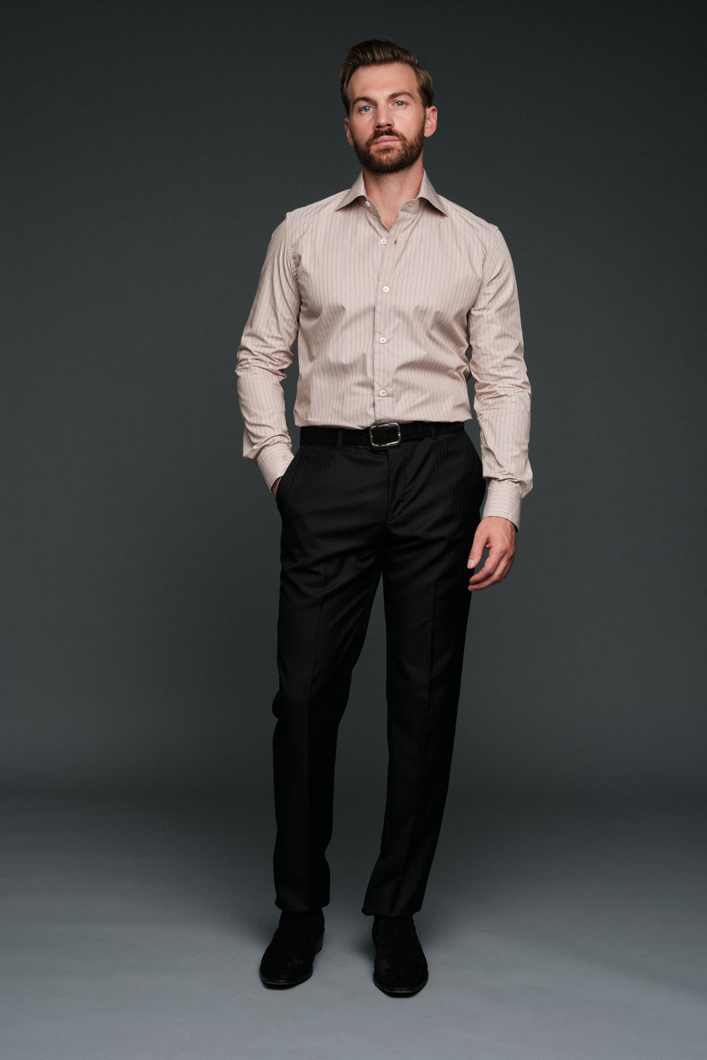 The Marino Shirt | Taupe Stripe