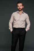 The Marino Shirt | Taupe Stripe