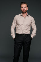 The Marino Shirt | Taupe Stripe