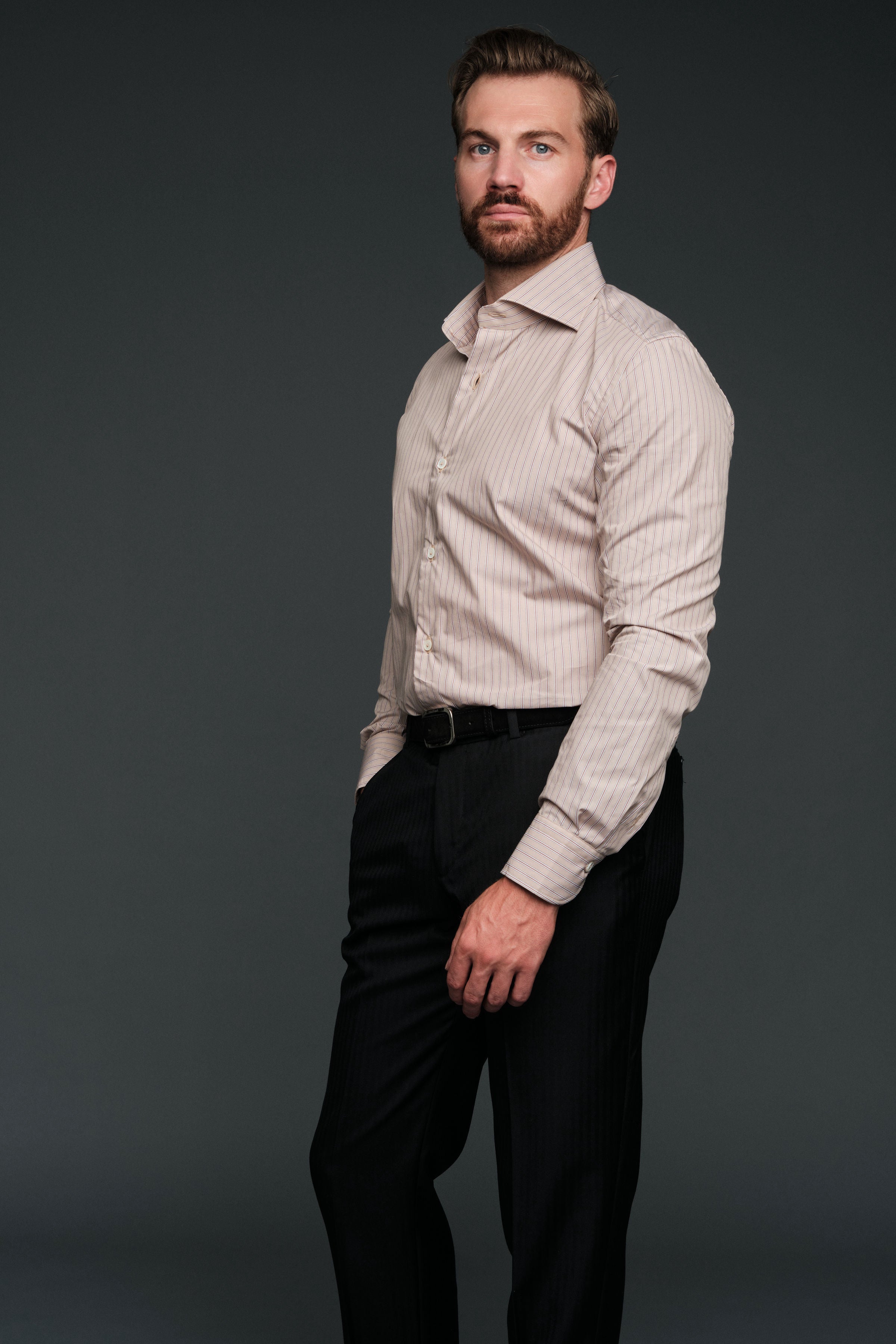 The Marino Shirt | Taupe Stripe