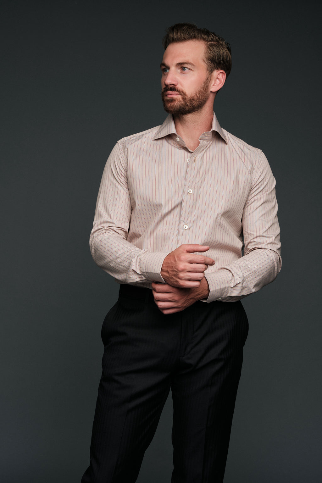 The Marino Shirt | Taupe Stripe