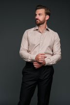 The Marino Shirt | Taupe Stripe