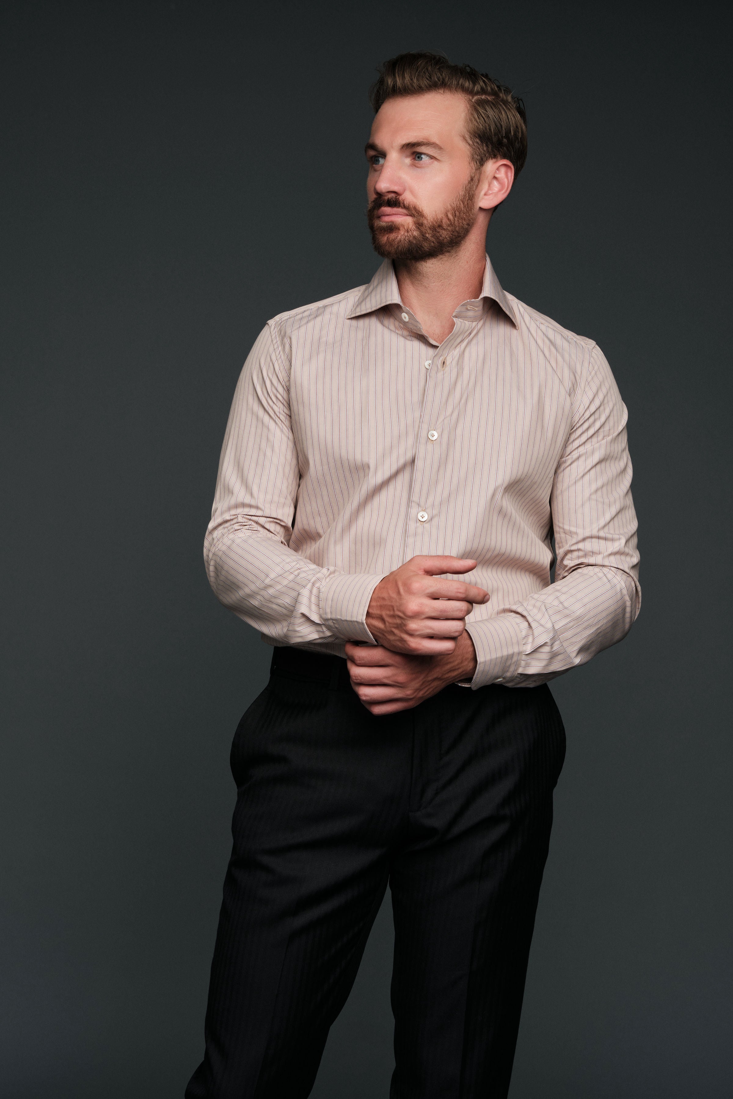 The Marino Shirt | Taupe Stripe