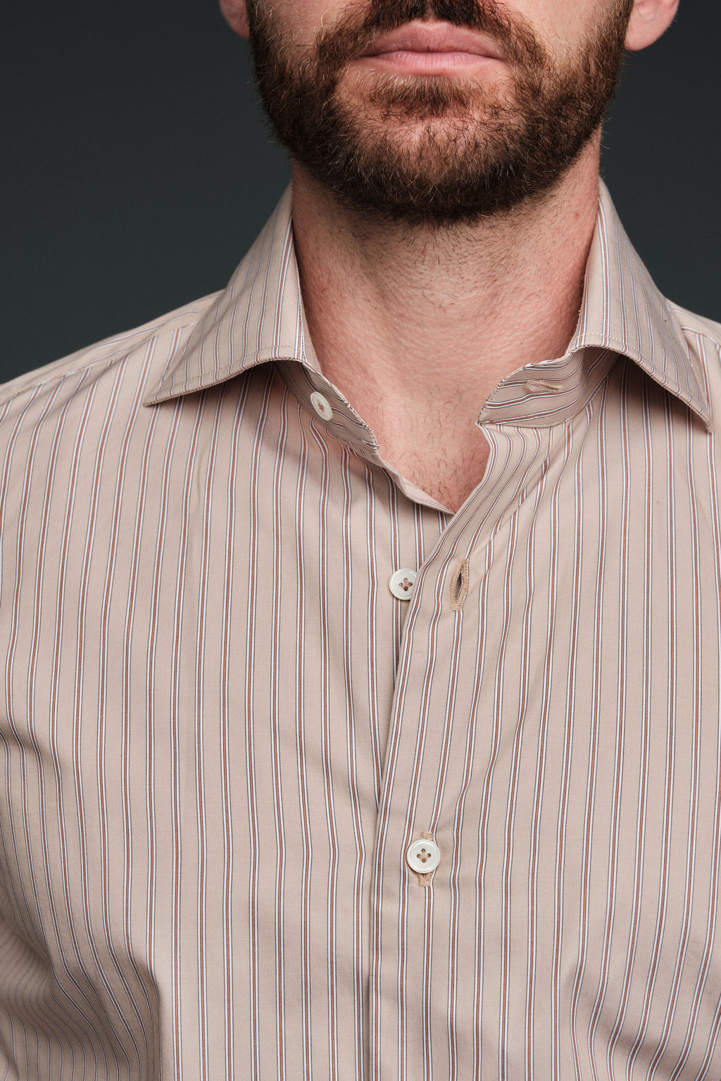 The Marino Shirt | Taupe Stripe