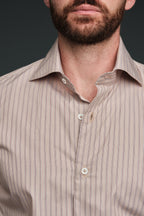 The Marino Shirt | Taupe Stripe