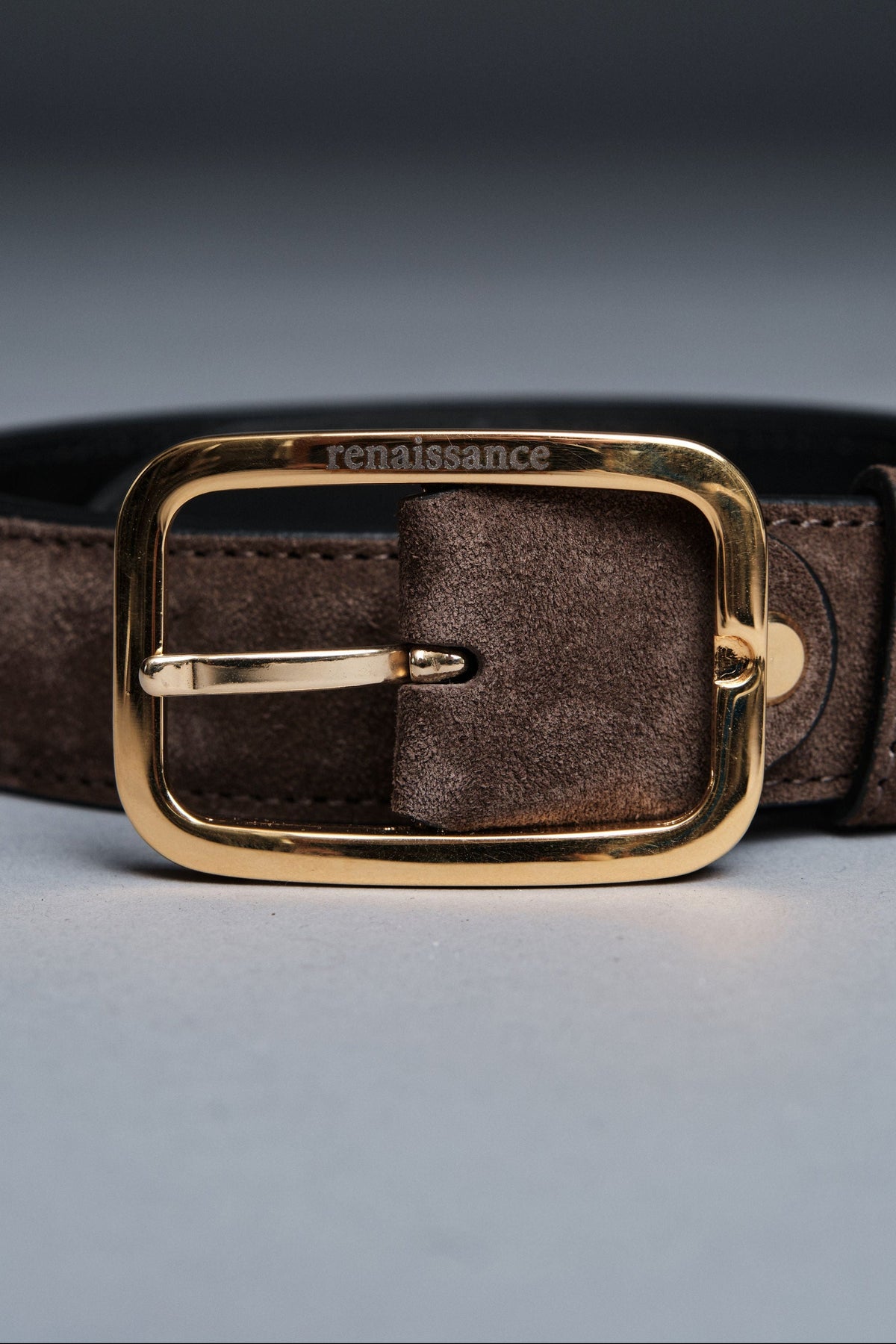 AUREUM Brown Suede Belt with Gold Buckle No. 10 | Aureum Collective main image 2